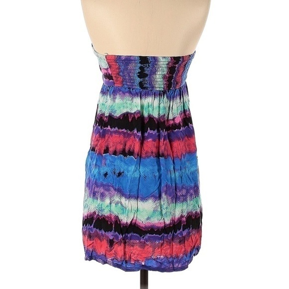 🏷️ 4/$25 Sweetheart Neck Bandeau Pull Over Watercolor Cover Up Mini Dress - Picture 3 of 11